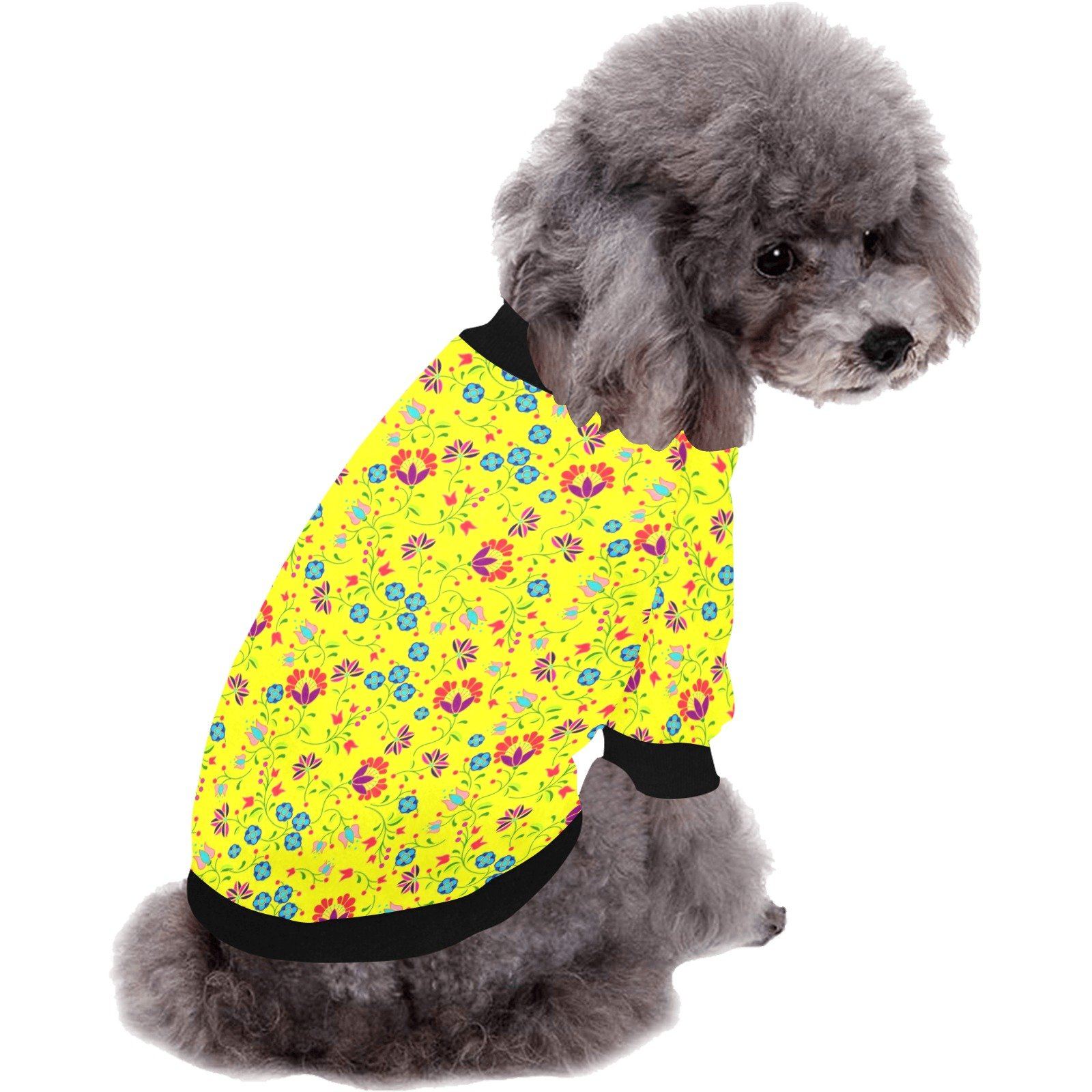 Fleur Indigine Mais Pet Dog Round Neck Shirt Pet Dog Round Neck Shirt e-joyer