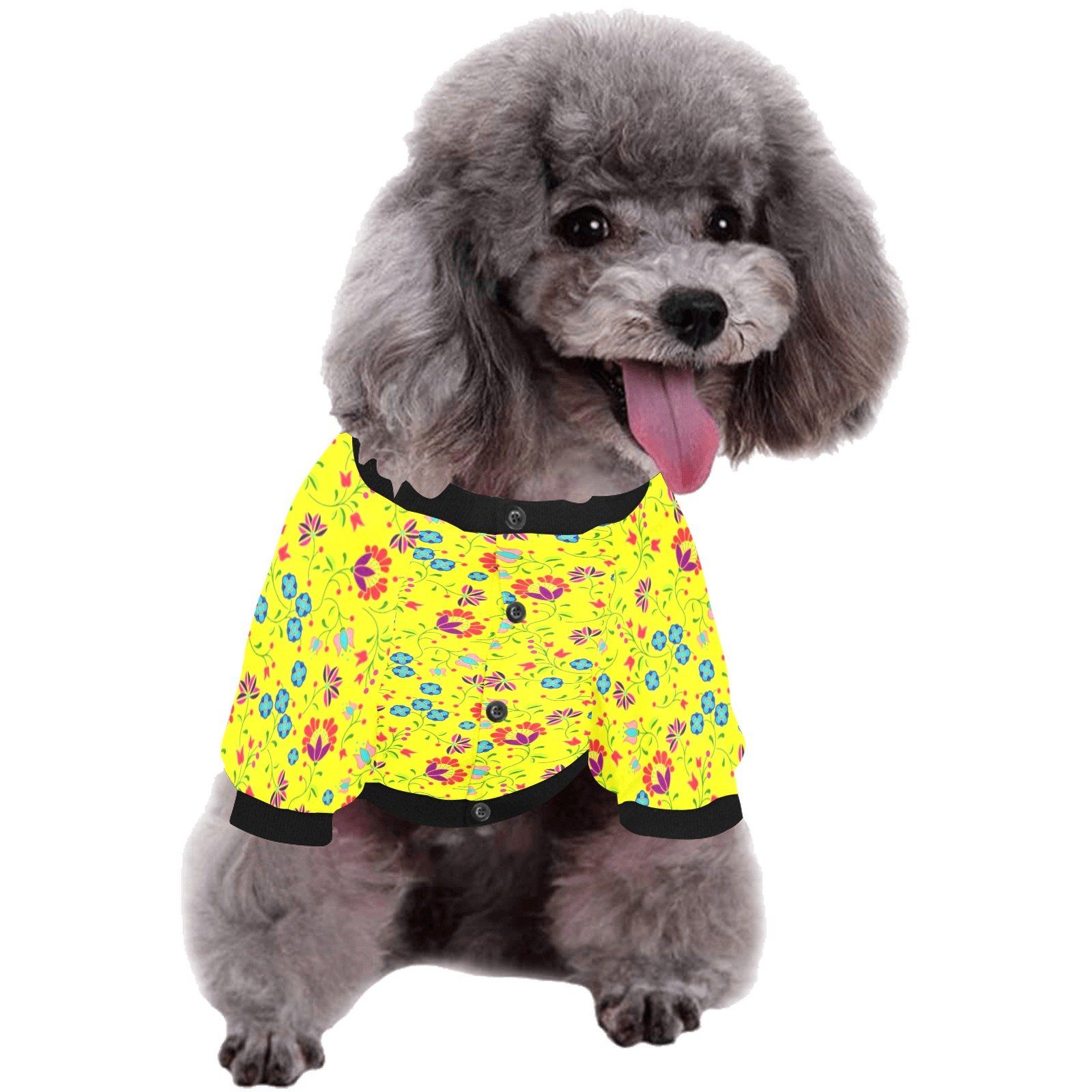 Fleur Indigine Mais Pet Dog Round Neck Shirt Pet Dog Round Neck Shirt e-joyer
