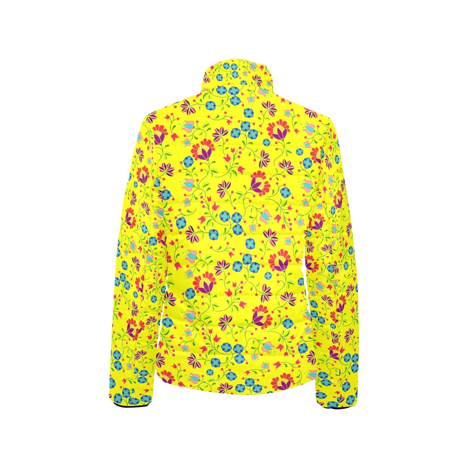 Fleur Indigine Mais Women's Stand Collar Padded Jacket (Model H41) jacket e-joyer