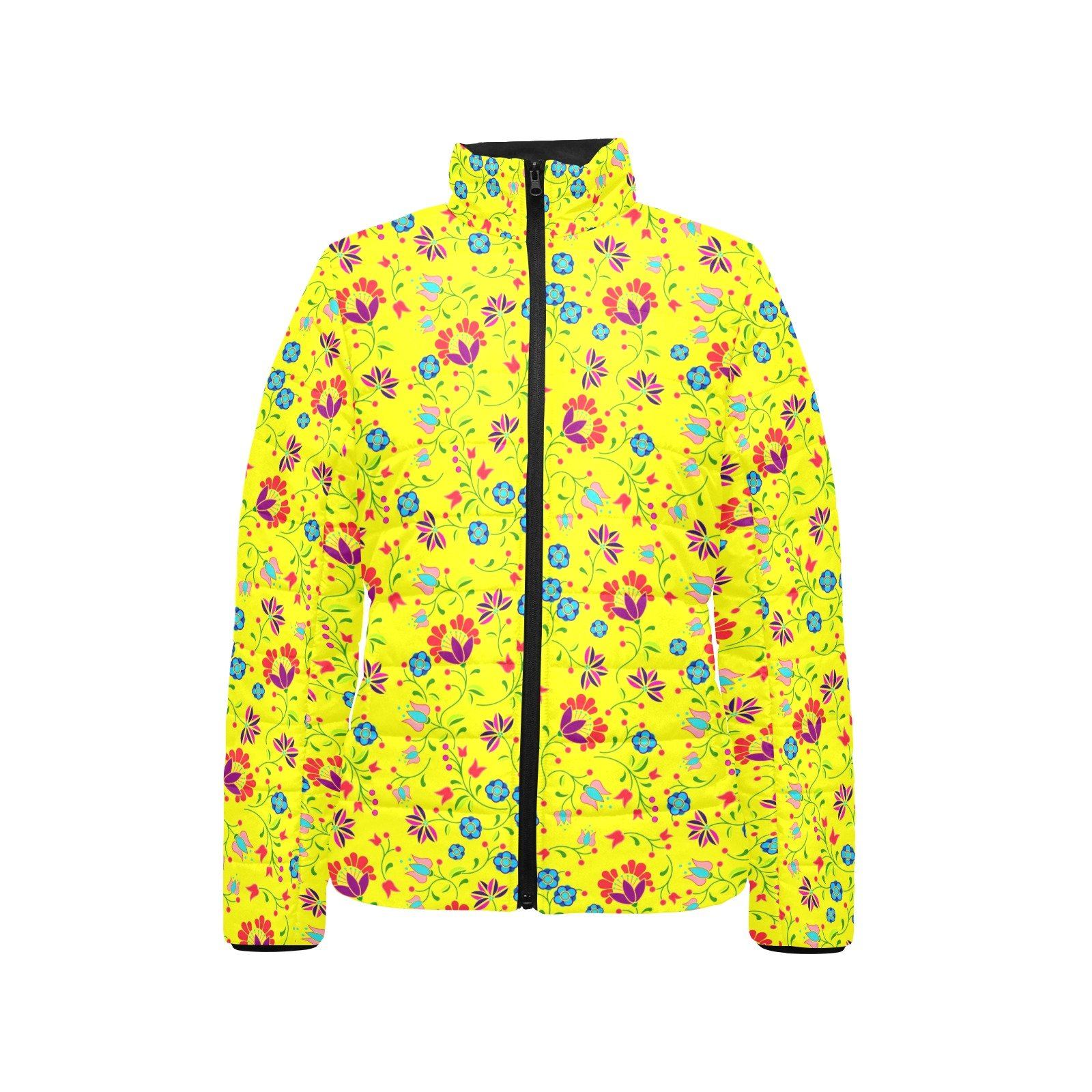 Fleur Indigine Mais Women's Stand Collar Padded Jacket (Model H41) jacket e-joyer