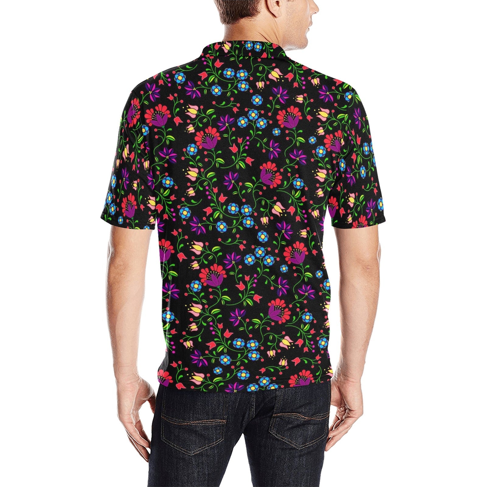 Fleur Indigine Men's All Over Print Polo Shirt (Model T55) Men's Polo Shirt (Model T55) e-joyer 