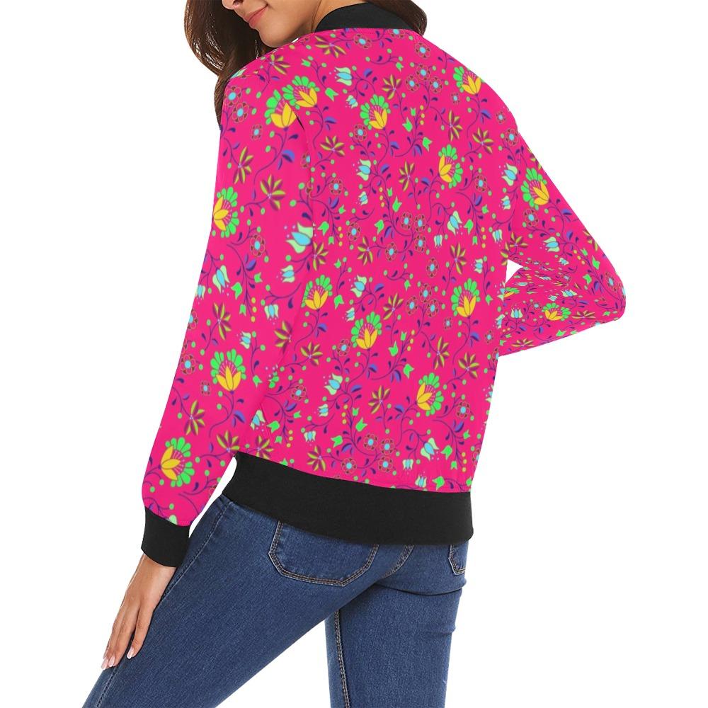 Fleur Indigine Rouge All Over Print Bomber Jacket for Women (Model H19) All Over Print Bomber Jacket for Women (H19) e-joyer
