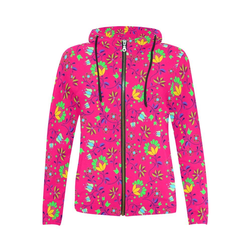 Fleur Indigine Rouge All Over Print Full Zip Hoodie for Women (Model H14) All Over Print Full Zip Hoodie for Women (H14) e-joyer