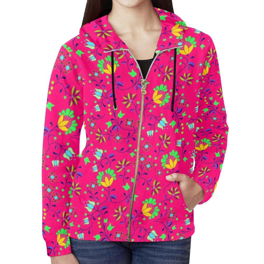 Fleur Indigine Rouge All Over Print Full Zip Hoodie for Women (Model H14) All Over Print Full Zip Hoodie for Women (H14) e-joyer