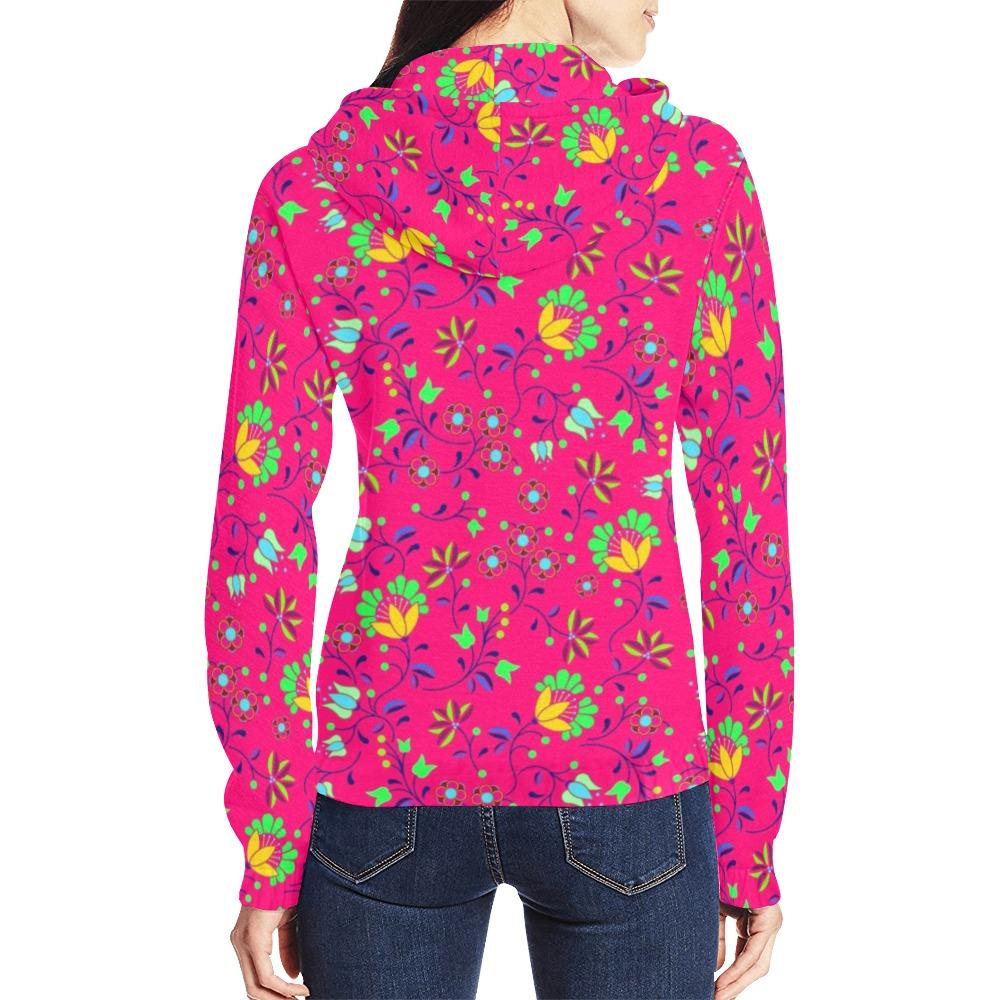 Fleur Indigine Rouge All Over Print Full Zip Hoodie for Women (Model H14) All Over Print Full Zip Hoodie for Women (H14) e-joyer