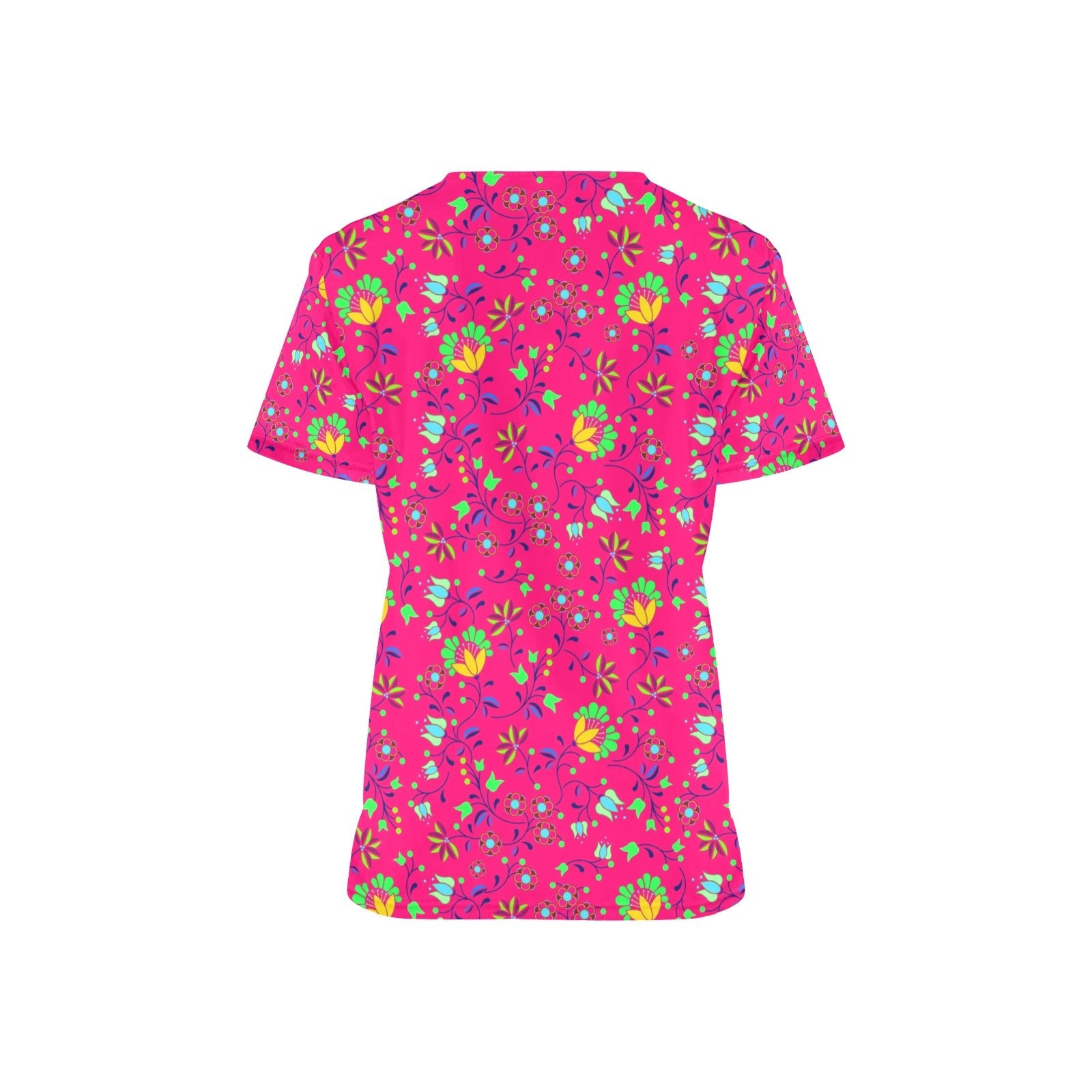 Fleur Indigine Rouge All Over Print Scrub Top Scrub Top e-joyer