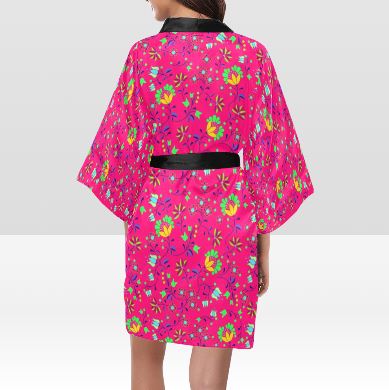 Fleur Indigine Rouge Kimono Robe Artsadd