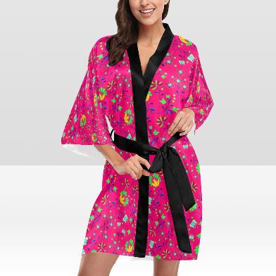 Fleur Indigine Rouge Kimono Robe Artsadd