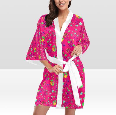 Fleur Indigine Rouge Kimono Robe Artsadd