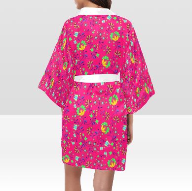 Fleur Indigine Rouge Kimono Robe Artsadd