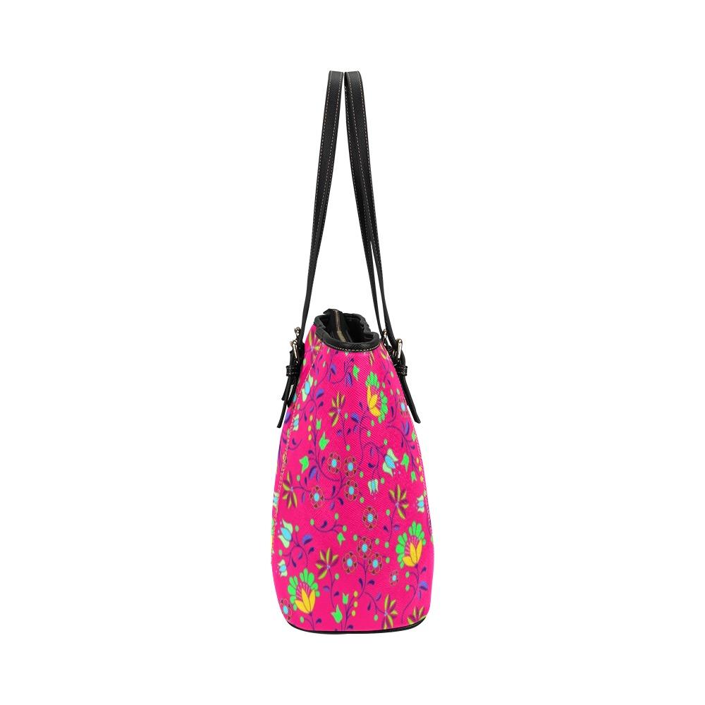 Fleur Indigine Rouge Leather Tote Bag/Large (Model 1640) Leather Tote Bag (1640) e-joyer
