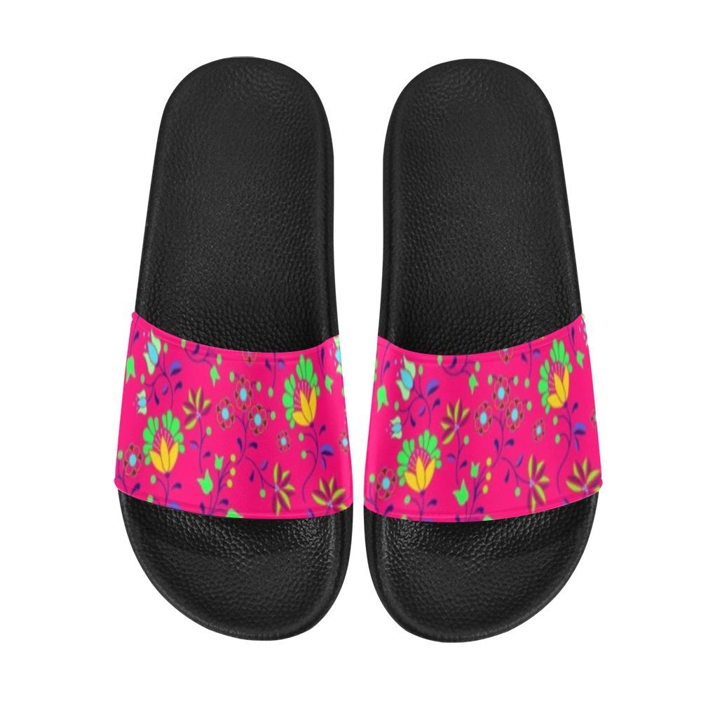Fleur Indigine Rouge Men's Slide Sandals (Model 057) Men's Slide Sandals (057) e-joyer
