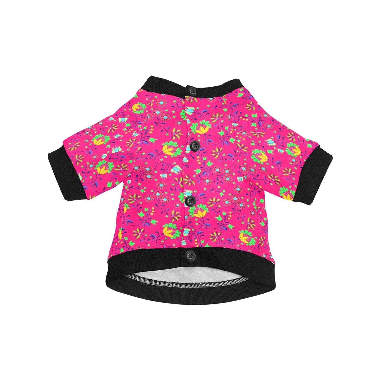 Fleur Indigine Rouge Pet Dog Round Neck Shirt Pet Dog Round Neck Shirt e-joyer