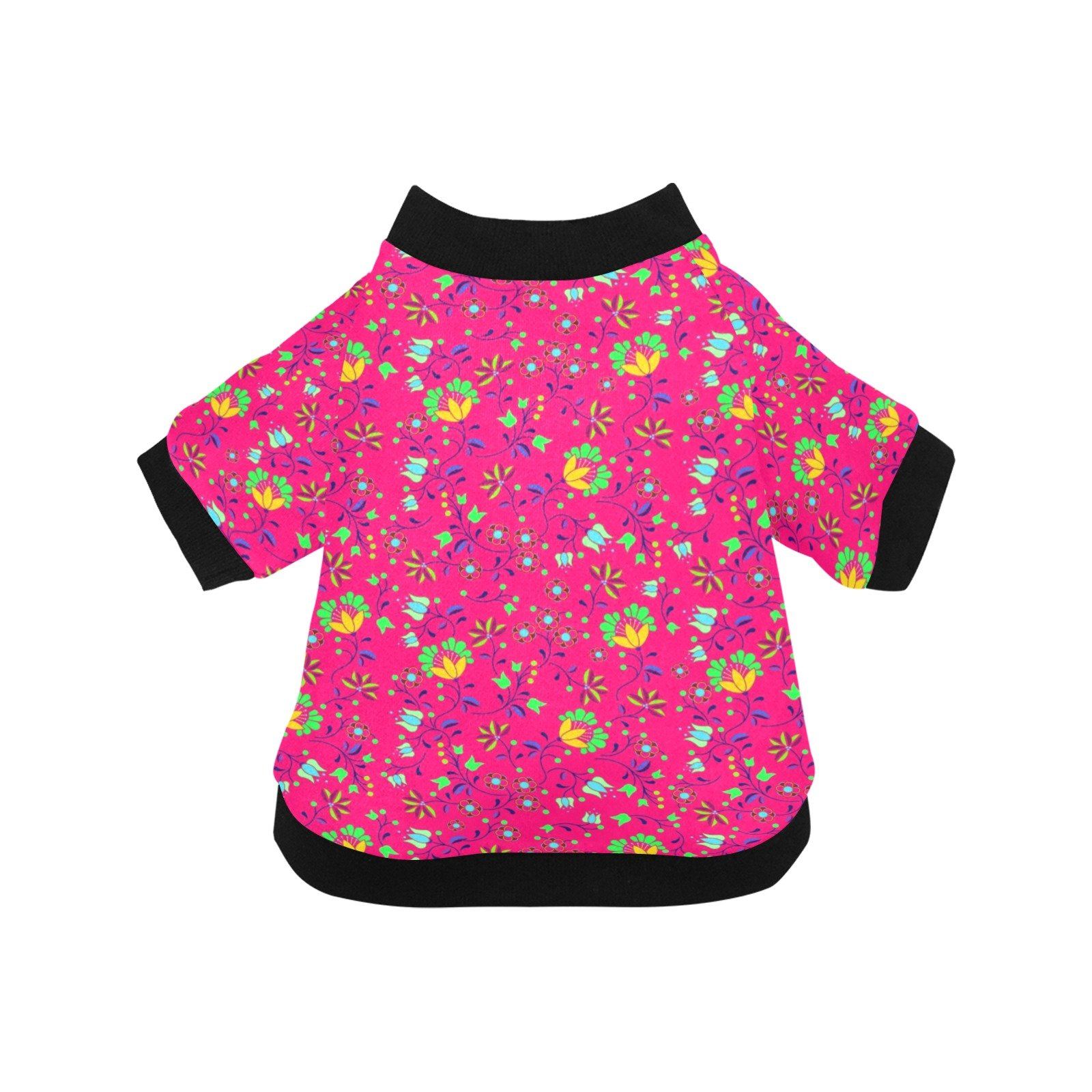 Fleur Indigine Rouge Pet Dog Round Neck Shirt Pet Dog Round Neck Shirt e-joyer