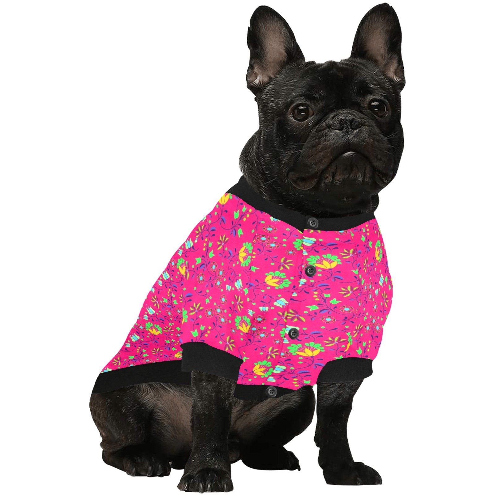 Fleur Indigine Rouge Pet Dog Round Neck Shirt Pet Dog Round Neck Shirt e-joyer