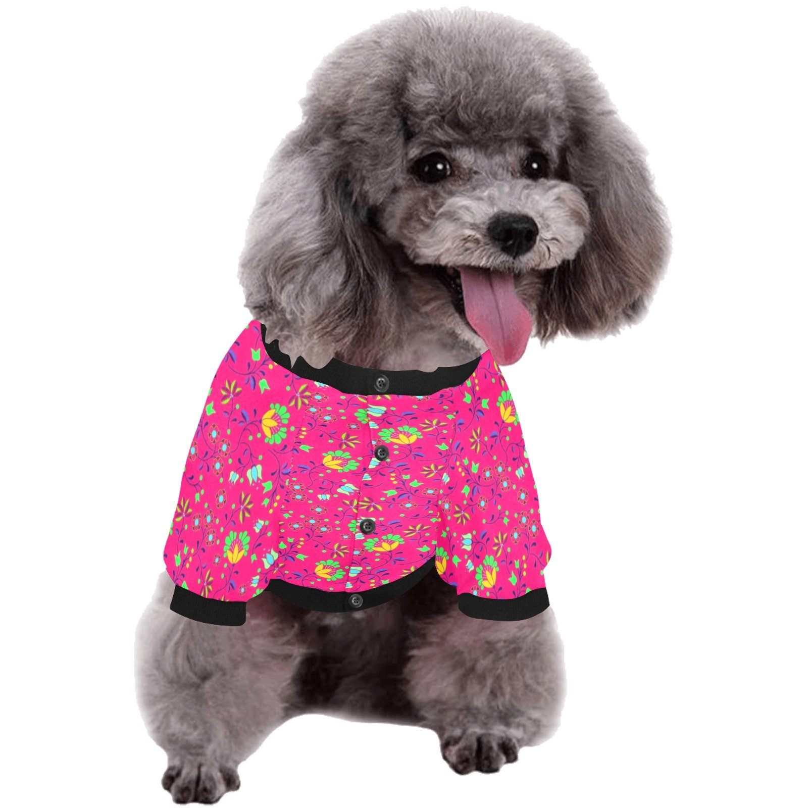 Fleur Indigine Rouge Pet Dog Round Neck Shirt Pet Dog Round Neck Shirt e-joyer