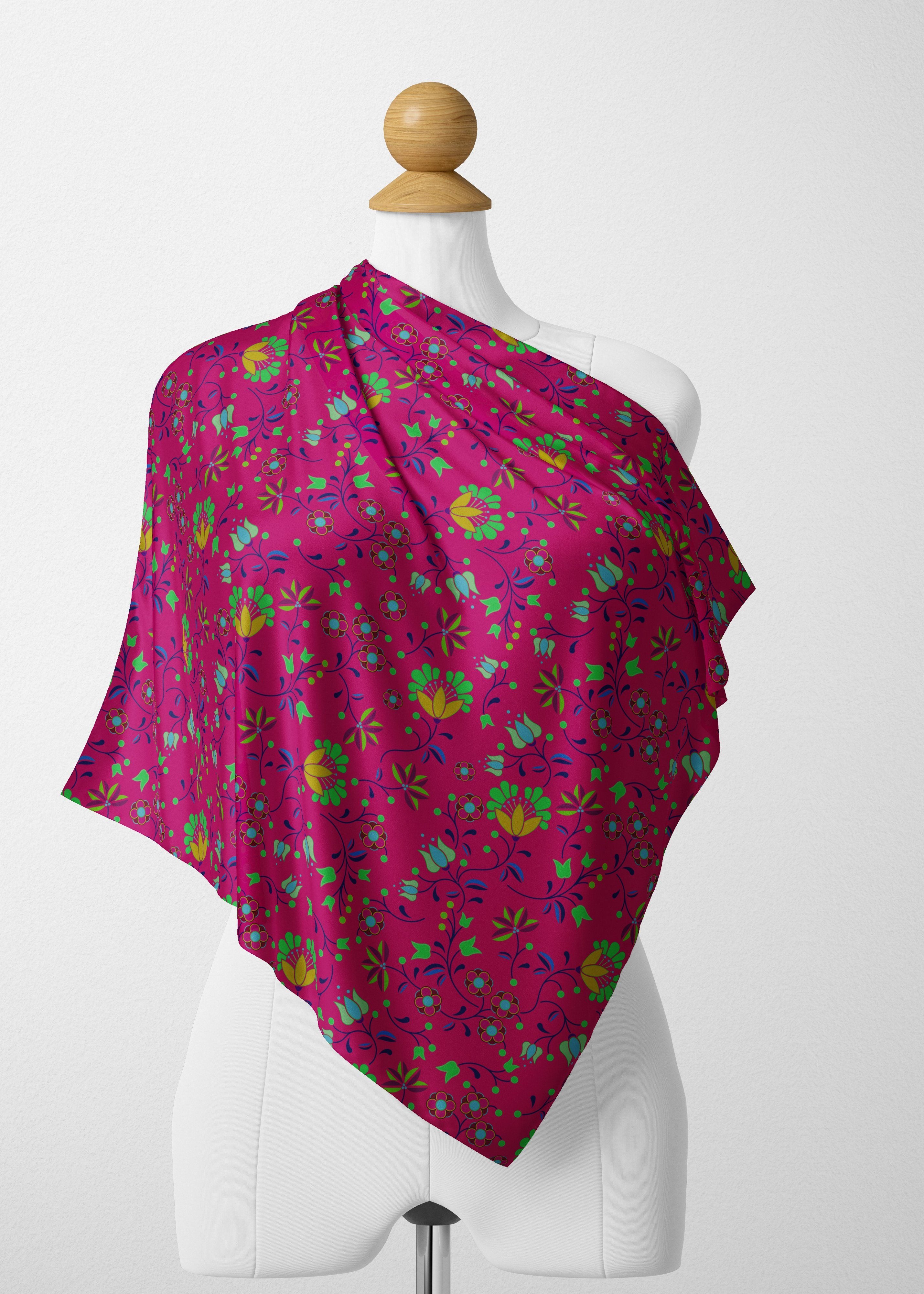 Fleur Indigine Rouge Satin Shawl Scarf 49 Dzine