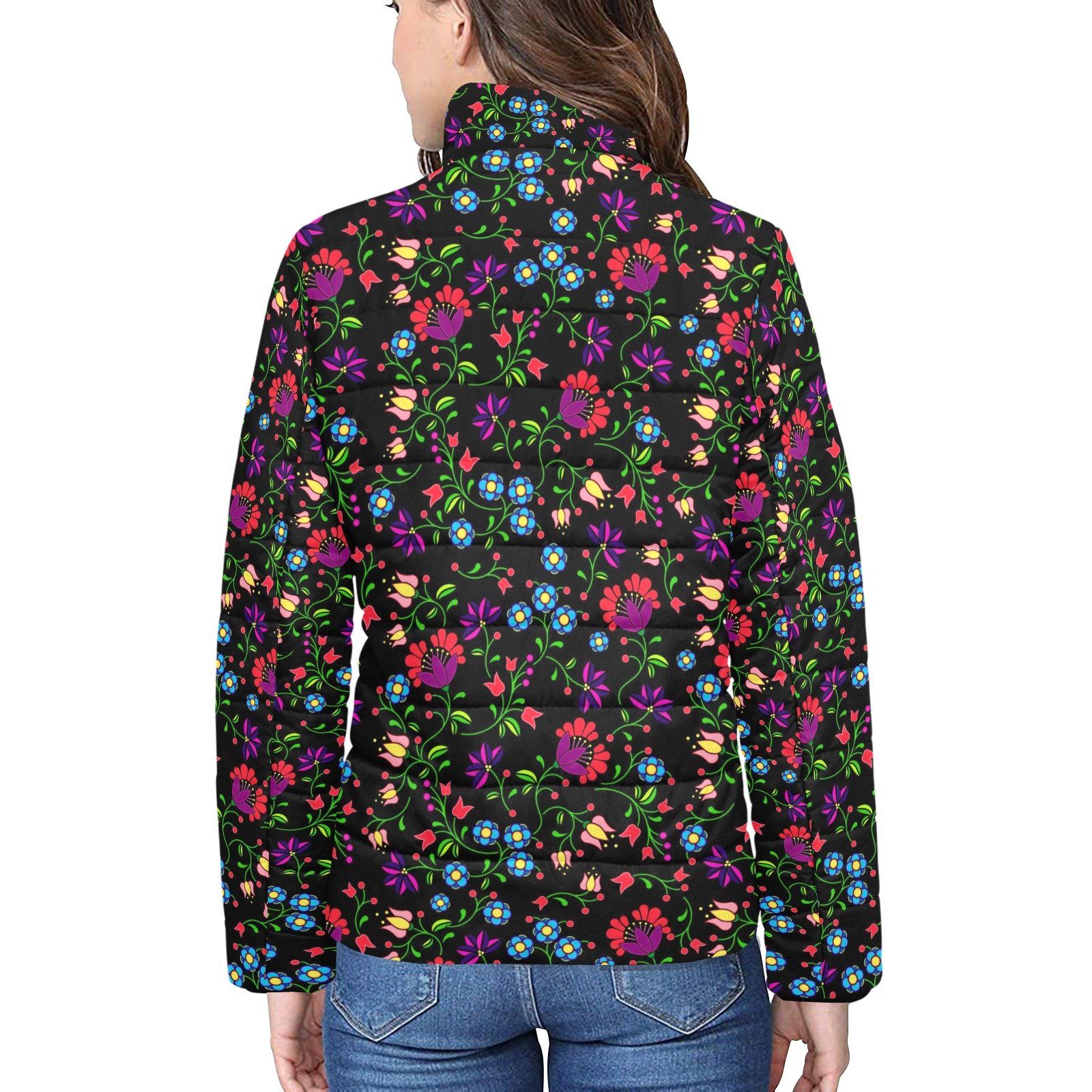 Fleur Indigine Women's Stand Collar Padded Jacket (Model H41) jacket e-joyer