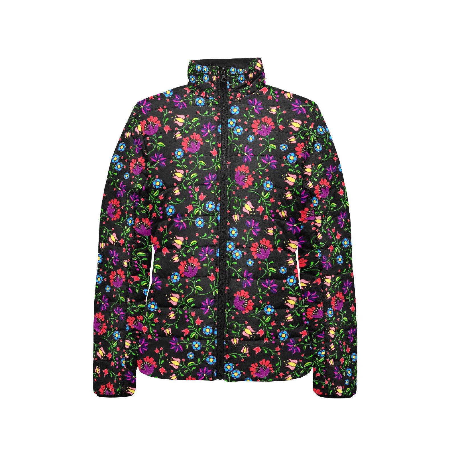 Fleur Indigine Women's Stand Collar Padded Jacket (Model H41) jacket e-joyer