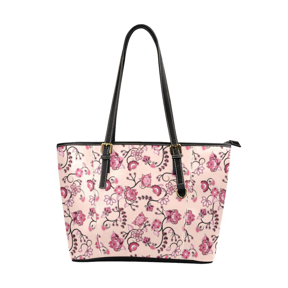 Floral Amour Leather Tote Bag/Large (Model 1640) Leather Tote Bag (1640) e-joyer
