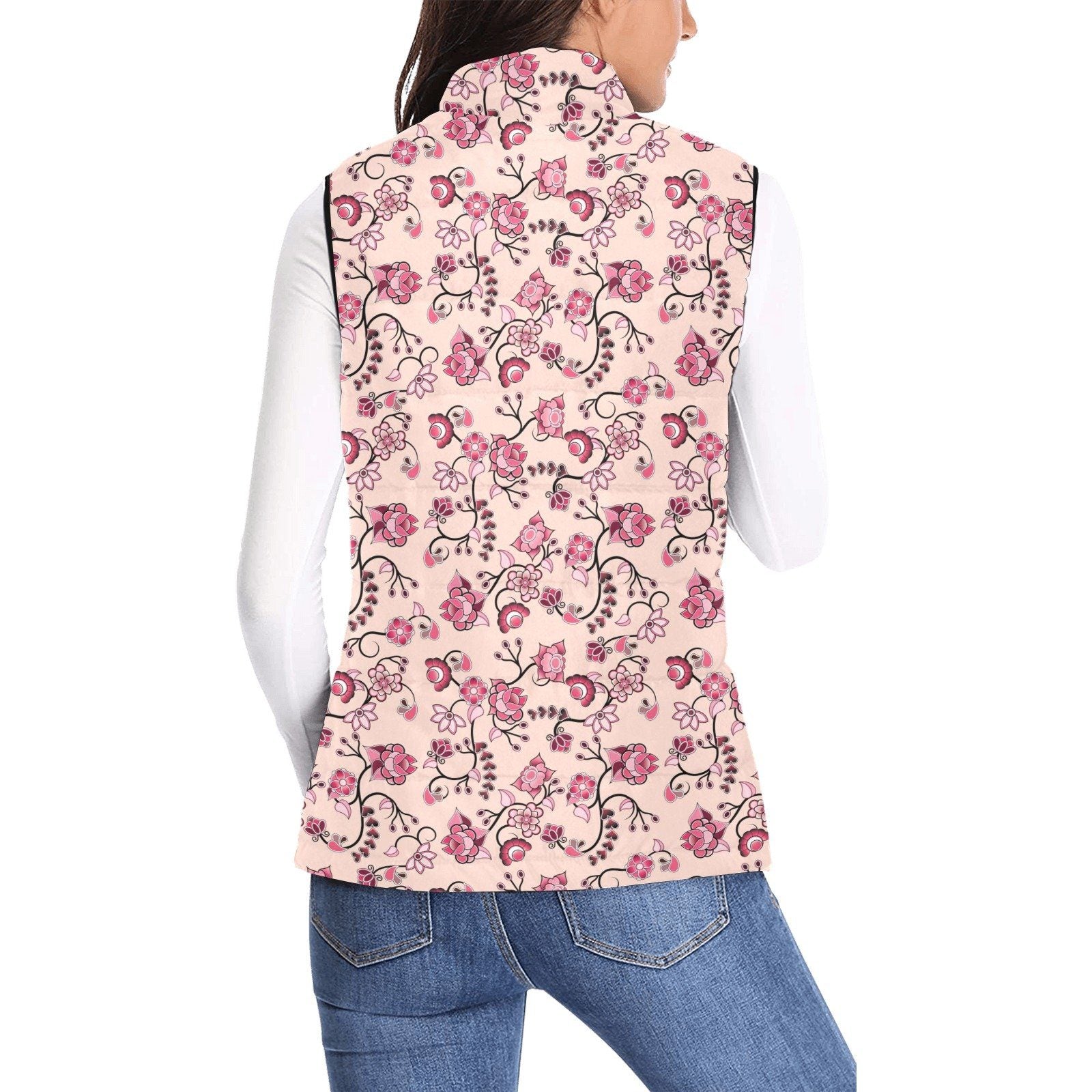 Floral Amour Women's Padded Vest Jacket (Model H44) Women's Padded Vest Jacket (H44) e-joyer