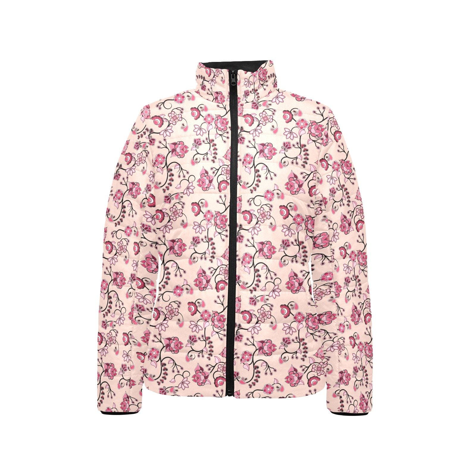 Floral Amour Women's Stand Collar Padded Jacket (Model H41) jacket e-joyer