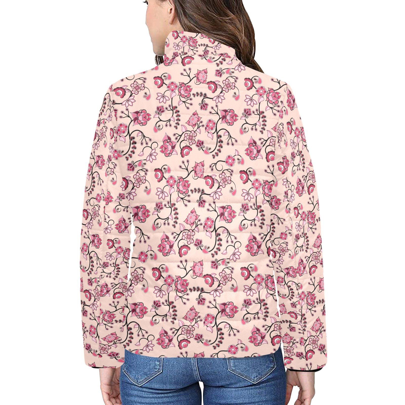 Floral Amour Women's Stand Collar Padded Jacket (Model H41) jacket e-joyer