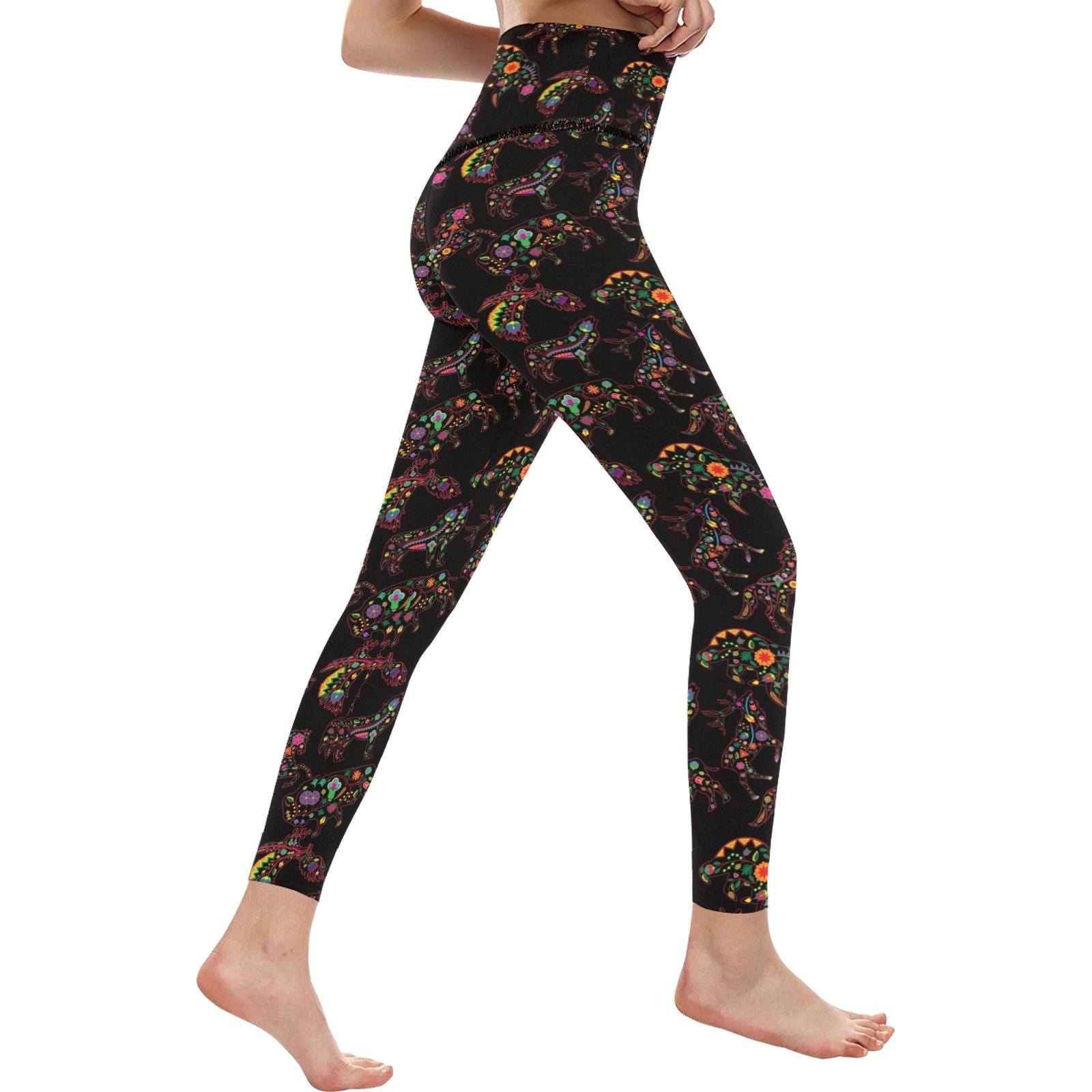Floral Animals All Over Print High-Waisted Leggings (Model L36) High-Waisted Leggings (L36) e-joyer 