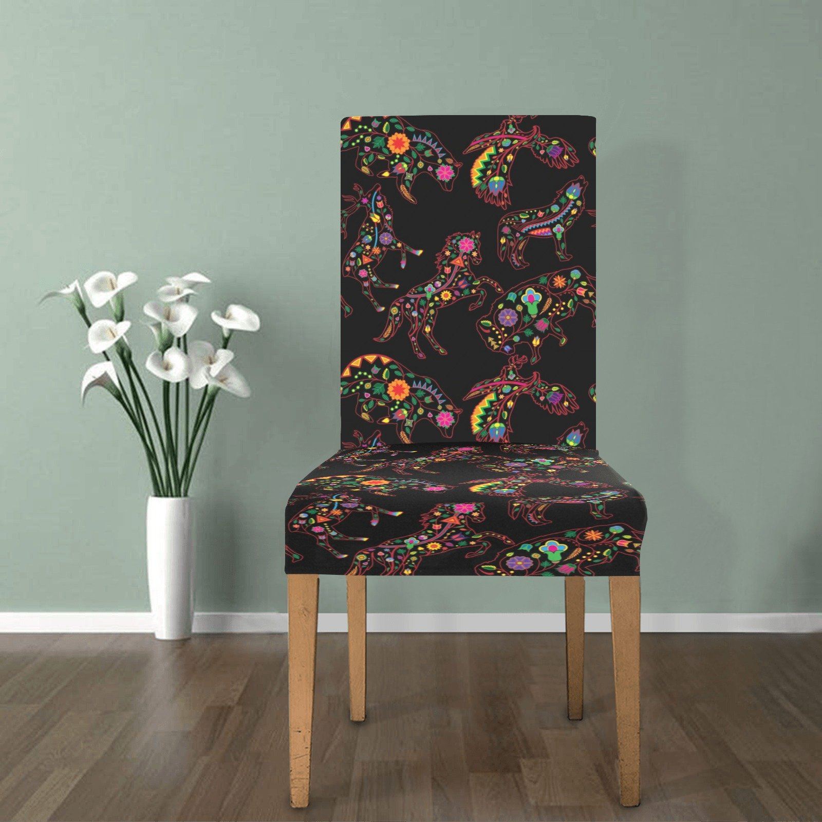 Floral Animals Chair Cover (Pack of 4) Chair Cover (Pack of 4) e-joyer 
