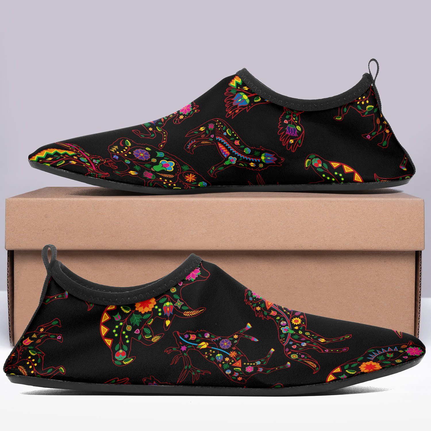 Floral Animals Sockamoccs Kid's Slip On Shoes Herman