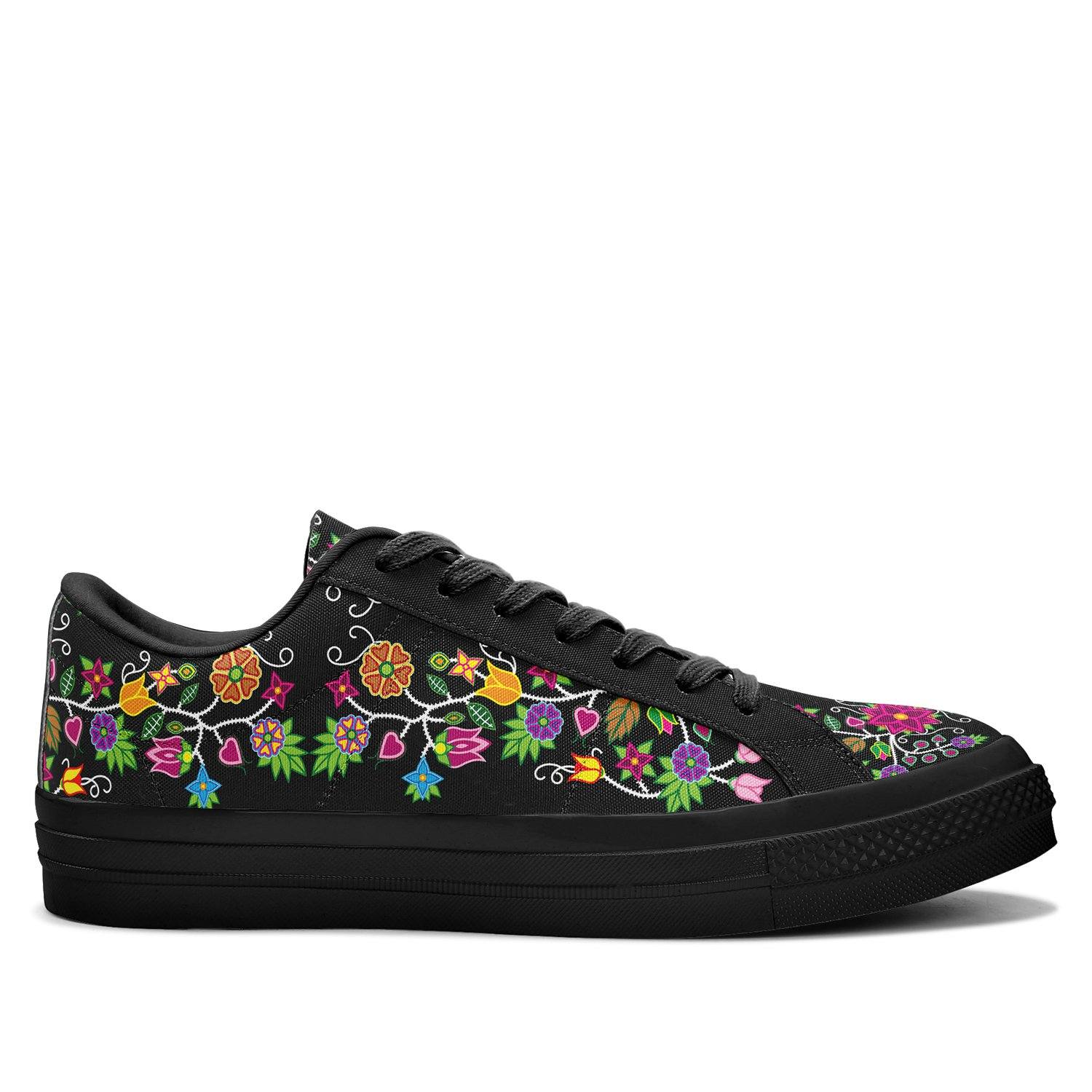 Floral Beadwork - 01 Aapisi Low Top Canvas Shoes Black Sole 49 Dzine 