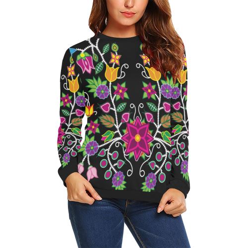 Floral Beadwork-01 All Over Print Crewneck Sweatshirt for Women (Model H18) Crewneck Sweatshirt for Women (H18) e-joyer