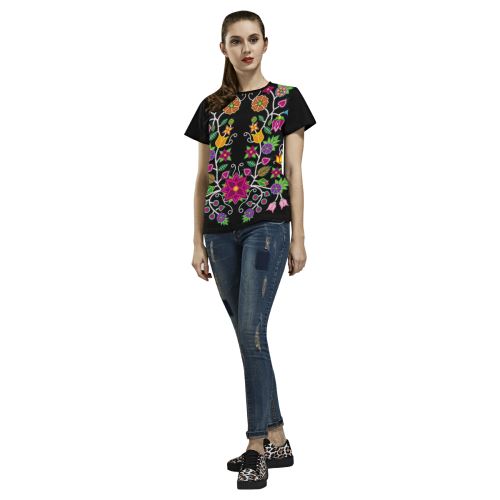 Floral Beadwork-01 All Over Print T-shirt for Women/Large Size (USA Size) (Model T40) All Over Print T-Shirt for Women/Large (T40) e-joyer
