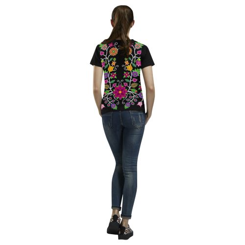Floral Beadwork-01 All Over Print T-shirt for Women/Large Size (USA Size) (Model T40) All Over Print T-Shirt for Women/Large (T40) e-joyer