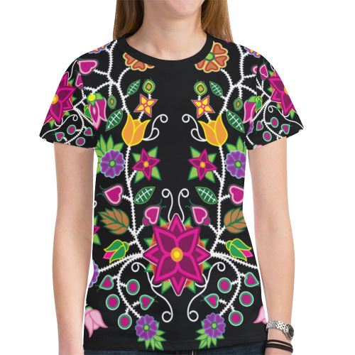 Floral Beadwork-01 New All Over Print T-shirt for Women (Model T45) New All Over Print T-shirt for Women (T45) e-joyer