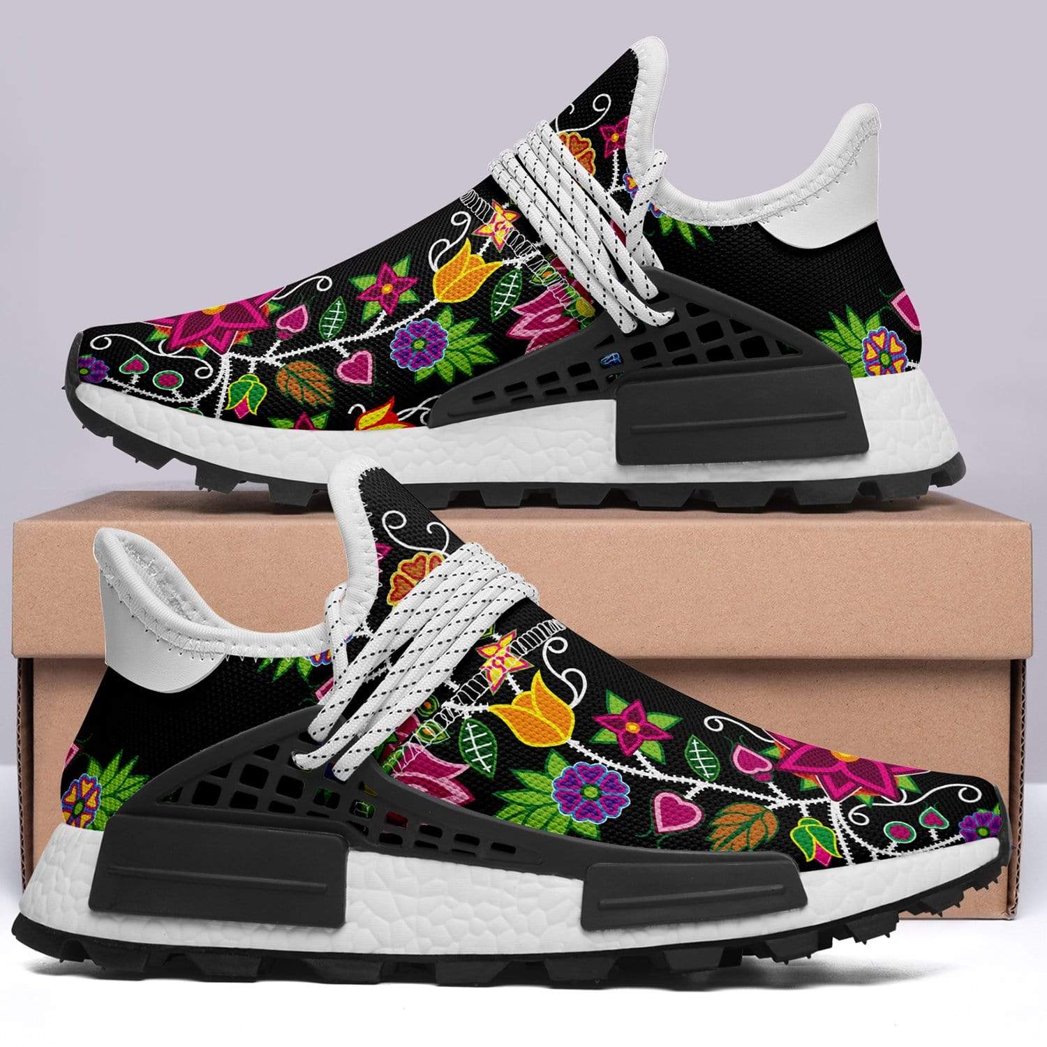 Floral Beadwork - 01 Okaki Sneakers Shoes 49 Dzine