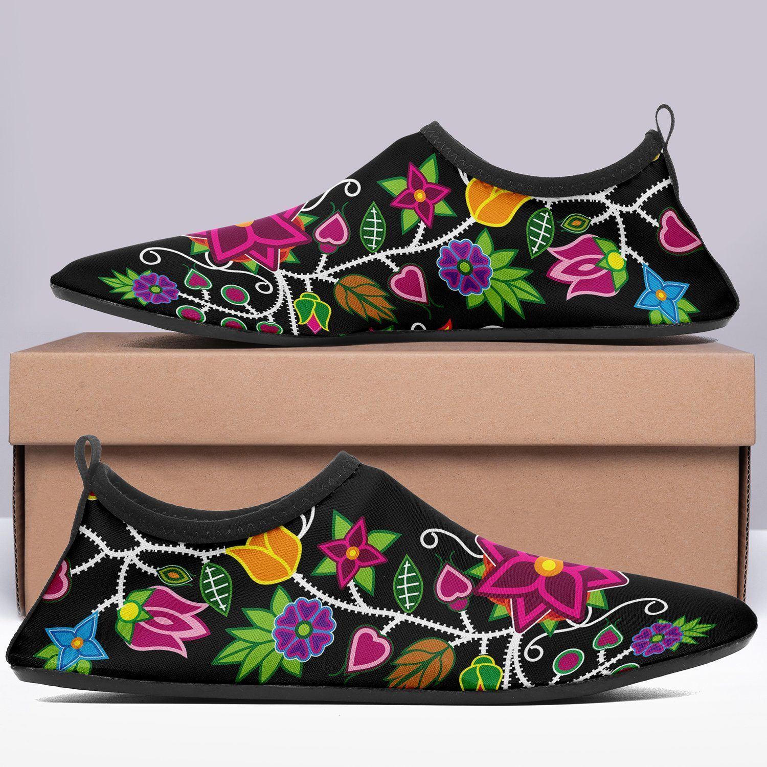 Floral Beadwork - 01 Sockamoccs Kid's Slip On Shoes 49 Dzine