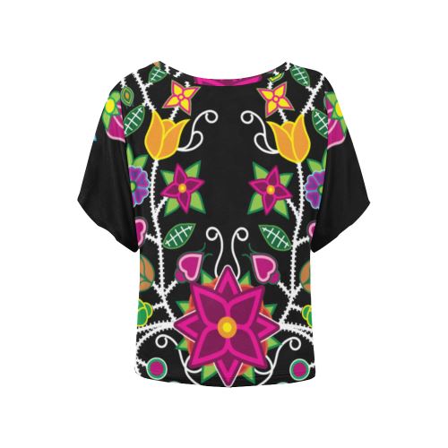 Floral Beadwork-01 Women's Batwing-Sleeved Blouse T shirt (Model T44) Women's Batwing-Sleeved Blouse T shirt (T44) e-joyer