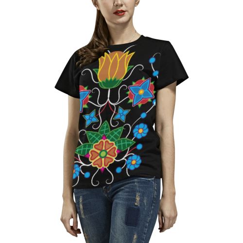 Floral Beadwork-02 All Over Print T-shirt for Women/Large Size (USA Size) (Model T40) All Over Print T-Shirt for Women/Large (T40) e-joyer