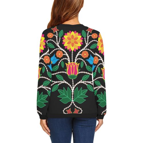 Floral Beadwork-03 All Over Print Crewneck Sweatshirt for Women (Model H18) Crewneck Sweatshirt for Women (H18) e-joyer