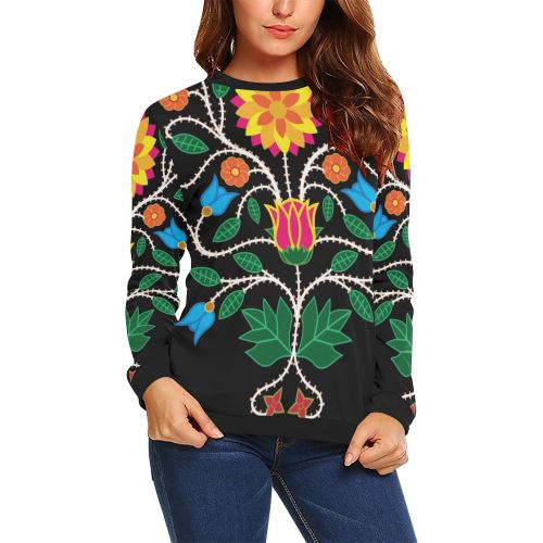 Floral Beadwork-03 All Over Print Crewneck Sweatshirt for Women (Model H18) Crewneck Sweatshirt for Women (H18) e-joyer