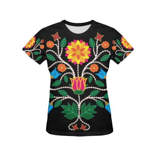 Floral Beadwork-03 All Over Print T-shirt for Women/Large Size (USA Size) (Model T40) All Over Print T-Shirt for Women/Large (T40) e-joyer