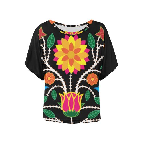 Floral Beadwork-03 Women's Batwing-Sleeved Blouse T shirt (Model T44) Women's Batwing-Sleeved Blouse T shirt (T44) e-joyer