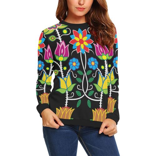 Floral Beadwork-04 All Over Print Crewneck Sweatshirt for Women (Model H18) Crewneck Sweatshirt for Women (H18) e-joyer