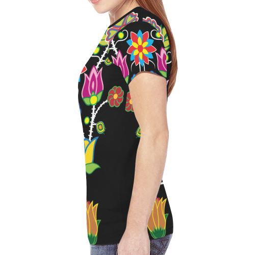 Floral Beadwork-04 New All Over Print T-shirt for Women (Model T45) New All Over Print T-shirt for Women (T45) e-joyer