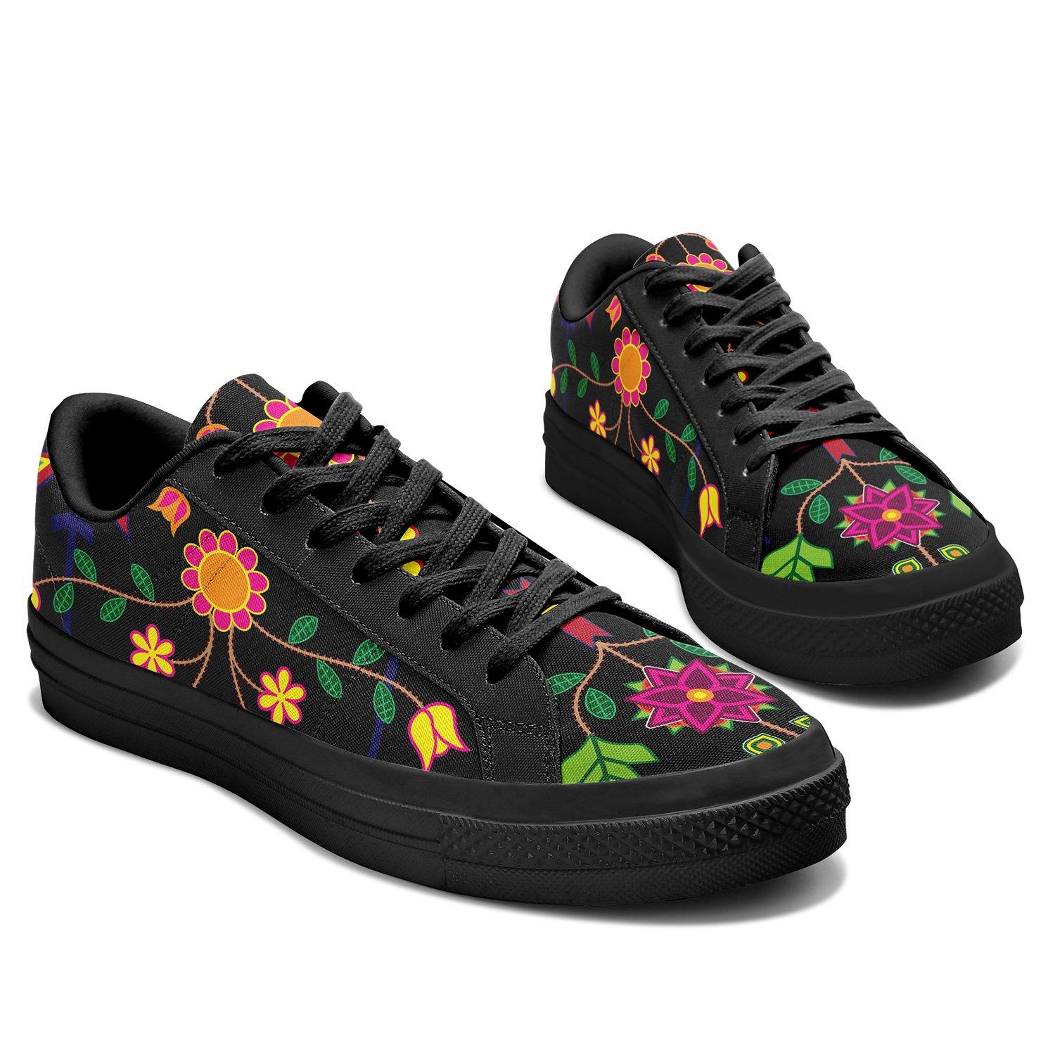 Floral Beadwork Aapisi Low Top Canvas Shoes Black Sole aapisi Herman