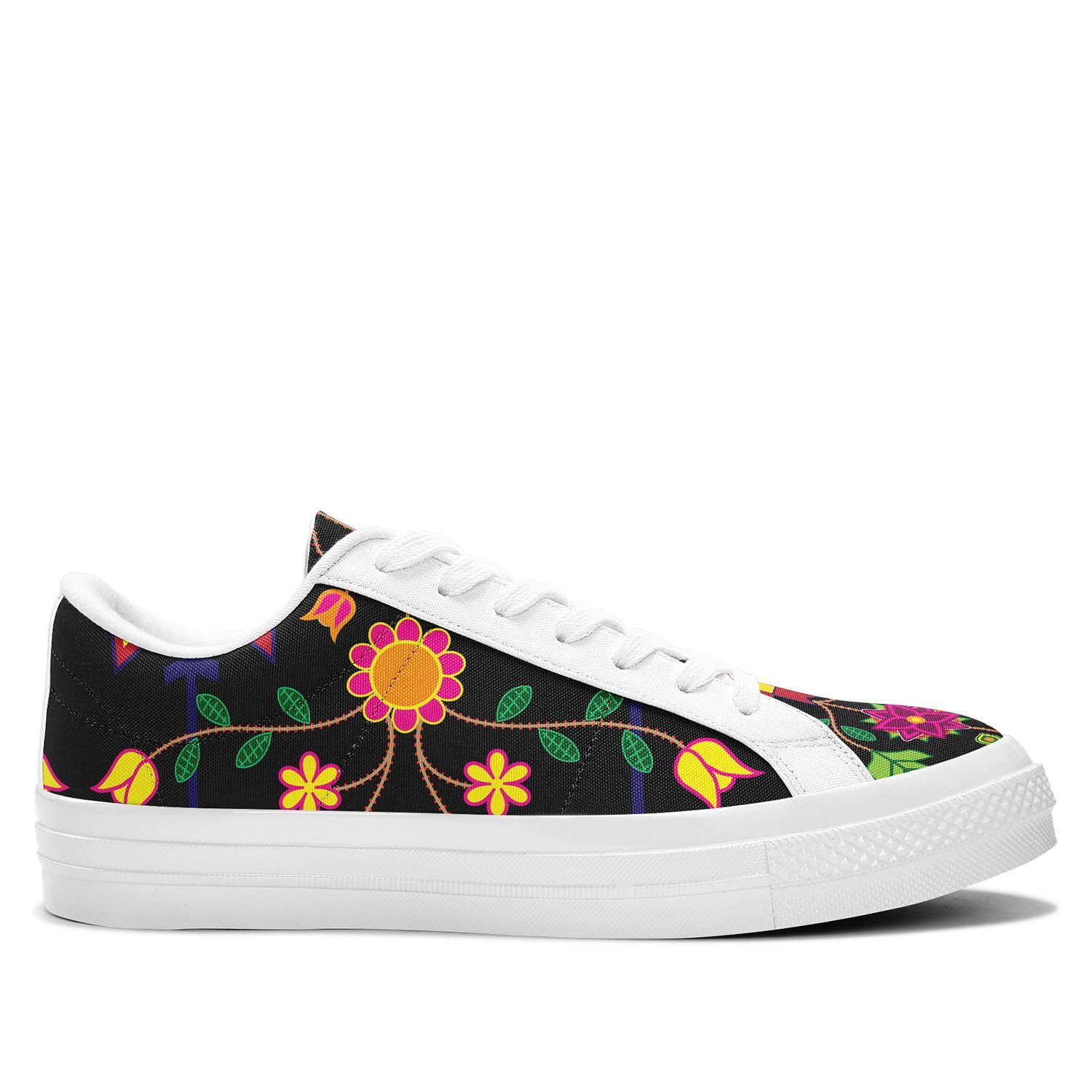 Floral Beadwork Aapisi Low Top Canvas Shoes White Sole aapisi Herman