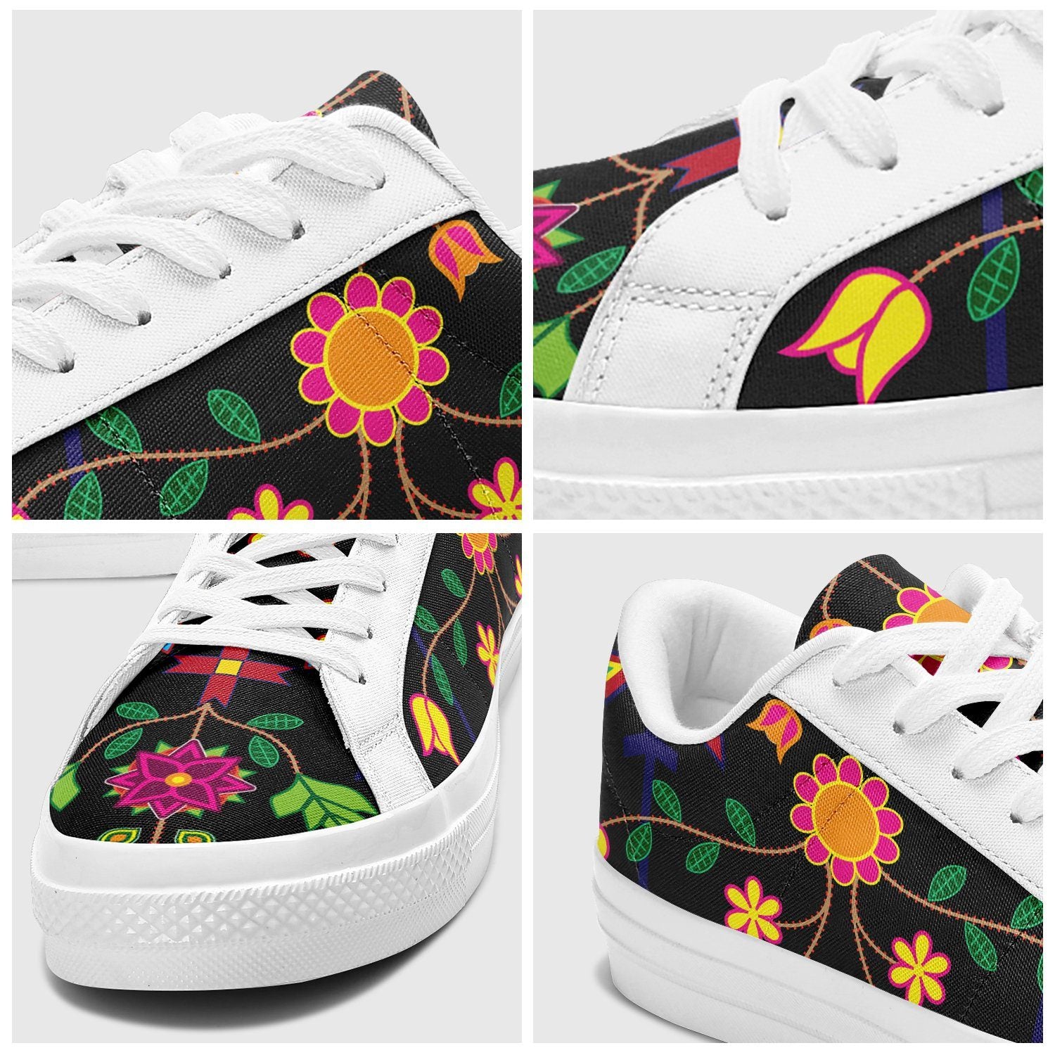 Floral Beadwork Aapisi Low Top Canvas Shoes White Sole aapisi Herman