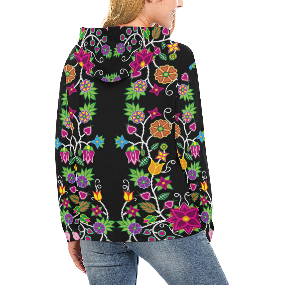 Floral Beadwork All Over Print Hoodie for Women (USA Size) (Model H13) Hoodie e-joyer