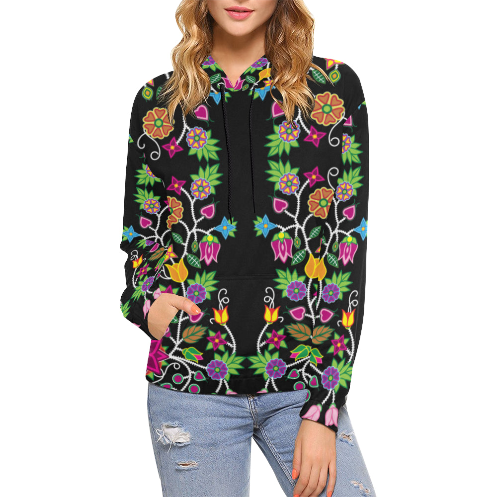 Floral Beadwork All Over Print Hoodie for Women (USA Size) (Model H13) Hoodie e-joyer